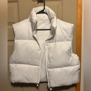White Crop Puffer Vest